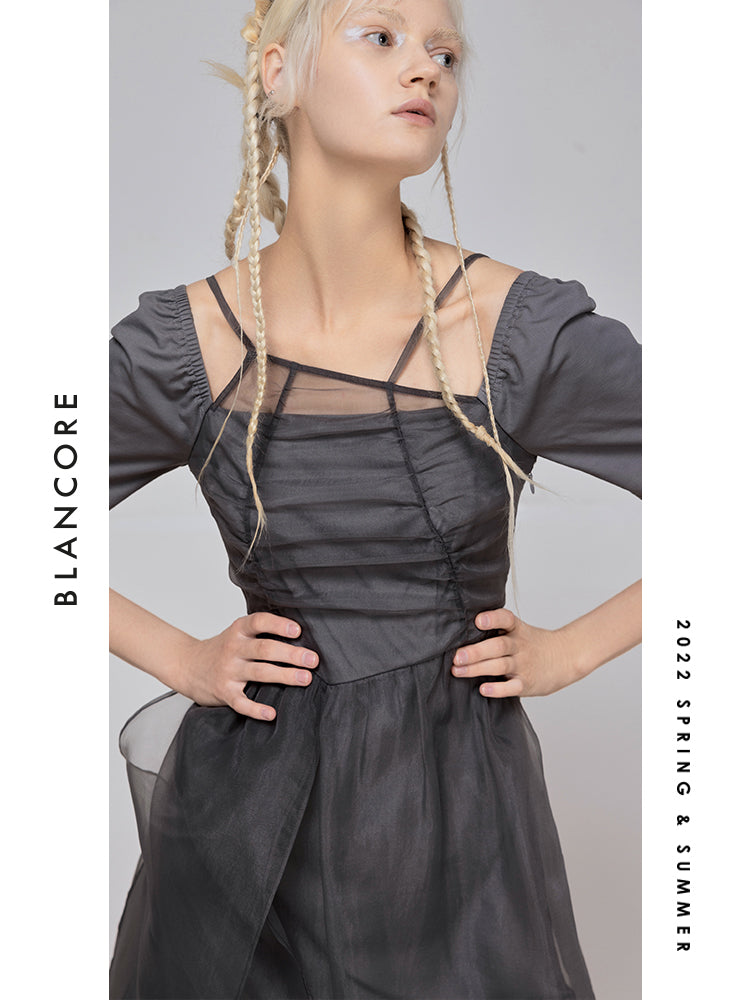 Asymmetrical Mesh paneled Dress