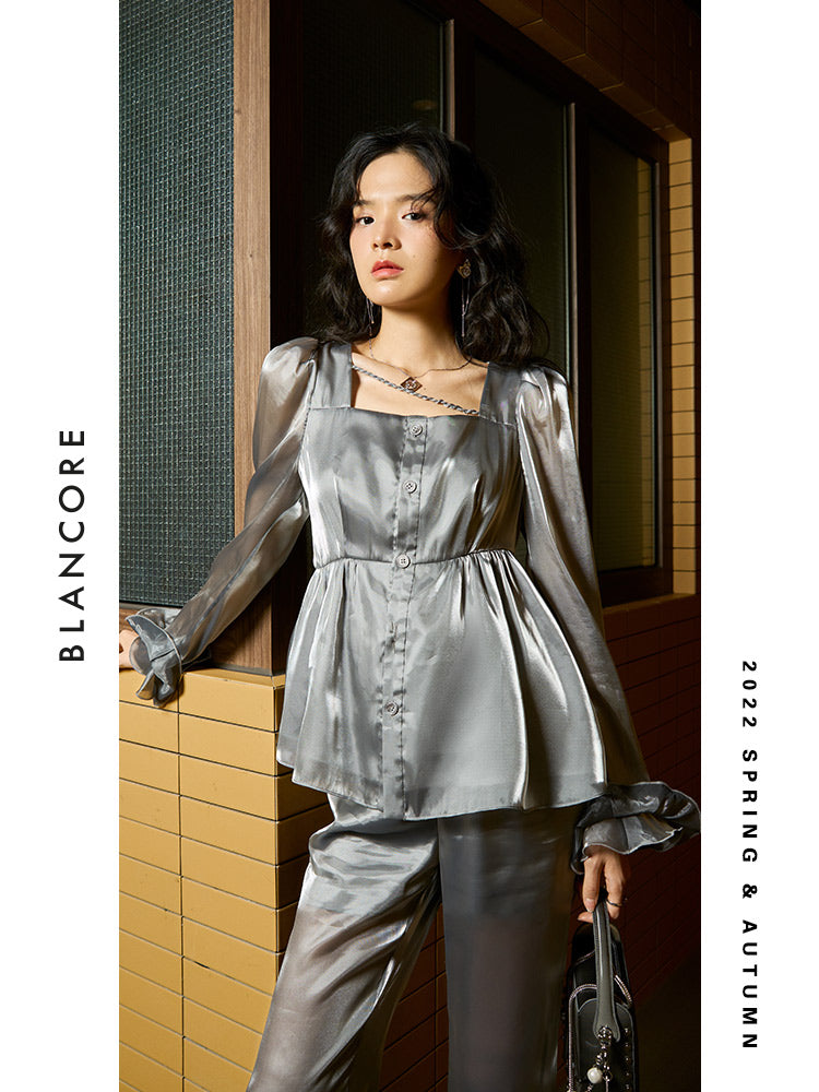 ASYMMETRICAL SHOULDER CUT-OUT peasant top