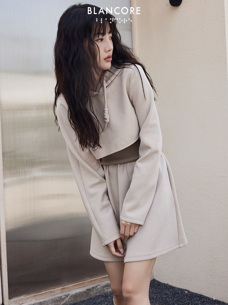 Mesh Panelled Hoodie Dress