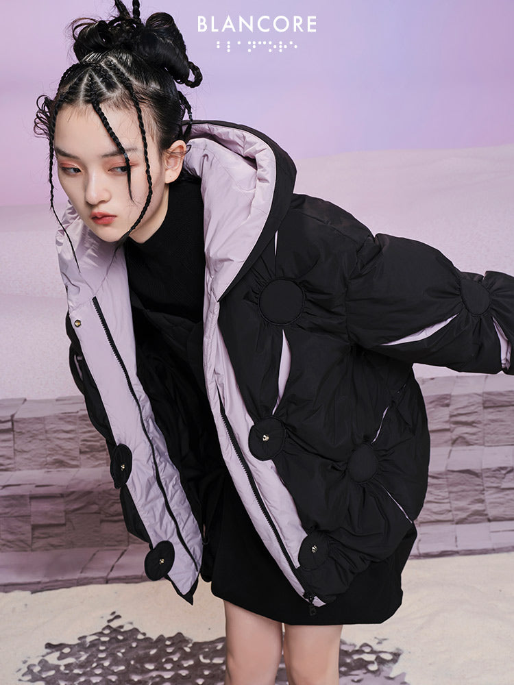 Color Block Hooded Down Jacket