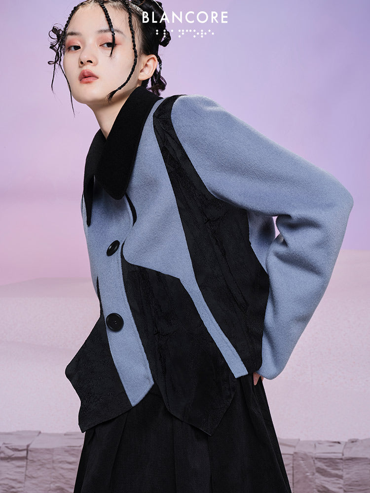 Paneled Deconstructed Wool Coat