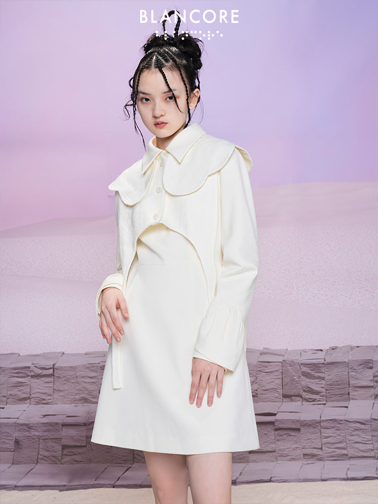 Jacquard Dress With Detachable Collar