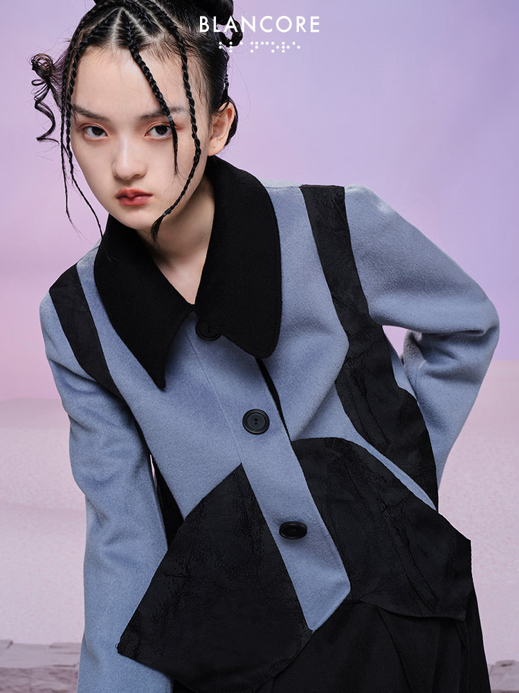 Paneled Deconstructed Wool Coat