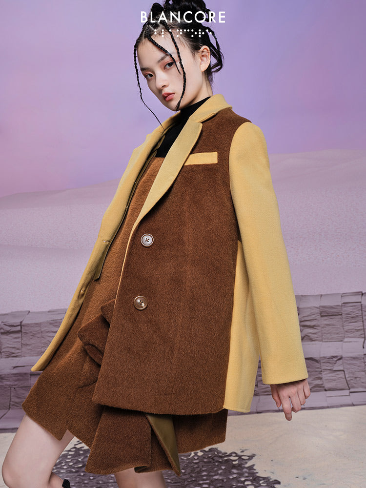 Color Block Wool Blazer