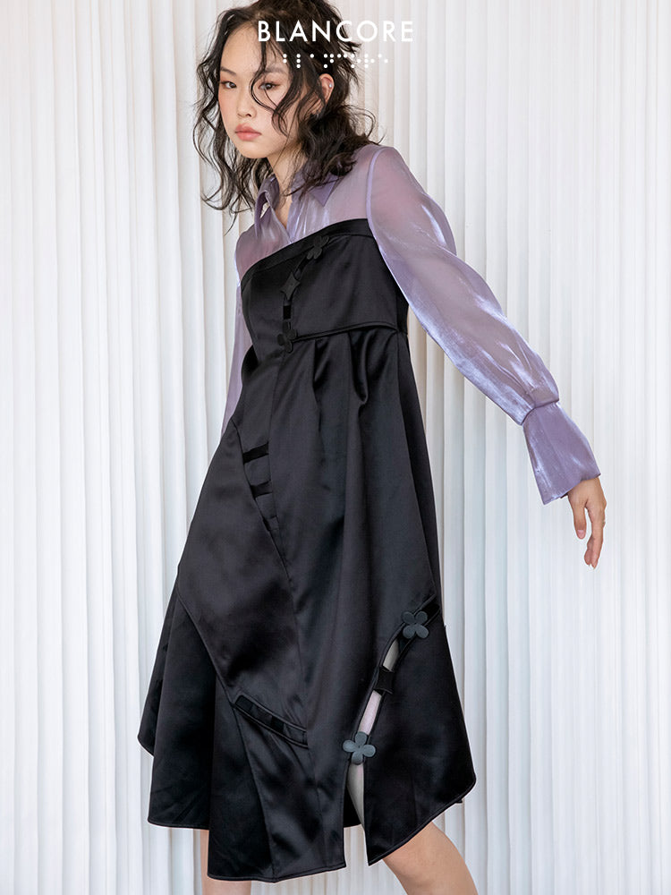 Mesh Paneled Color Block Dress