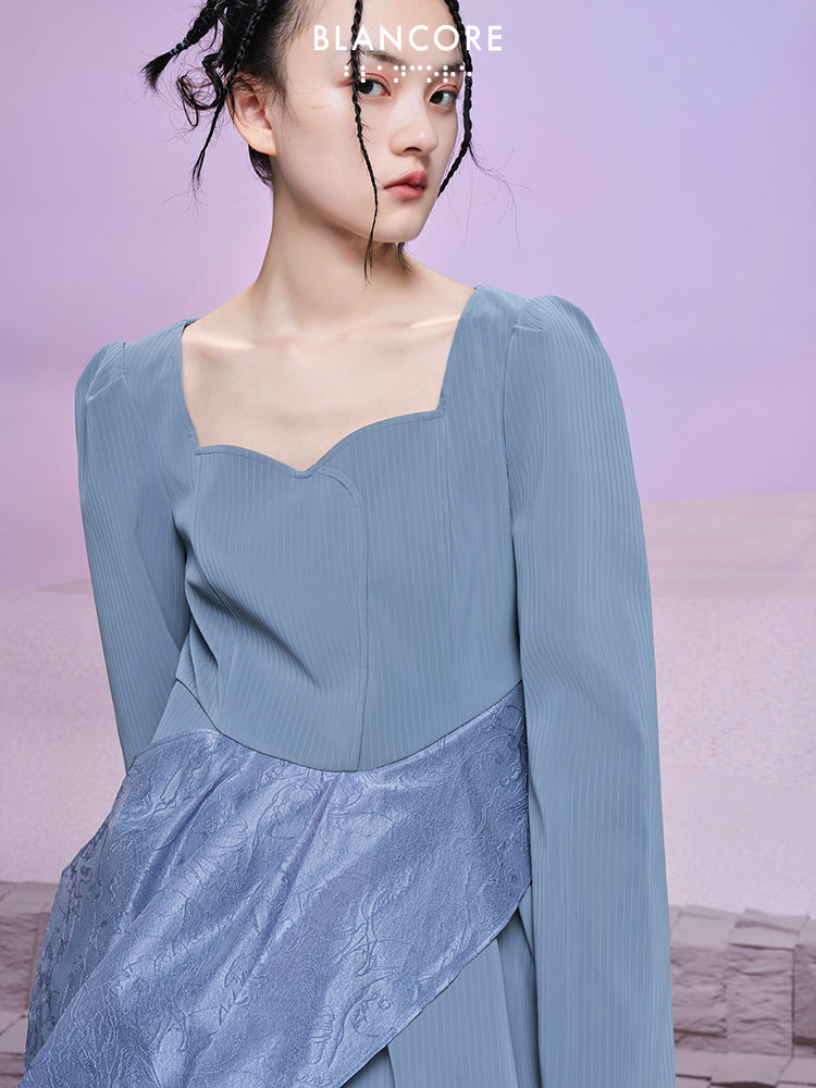 Mesh Paneled Leather Dress