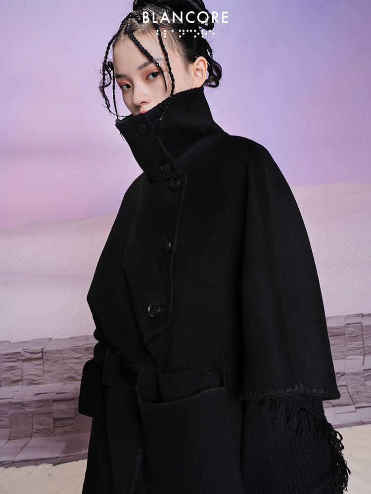 Oversize Cape Coat With Detachable Fanny Pack