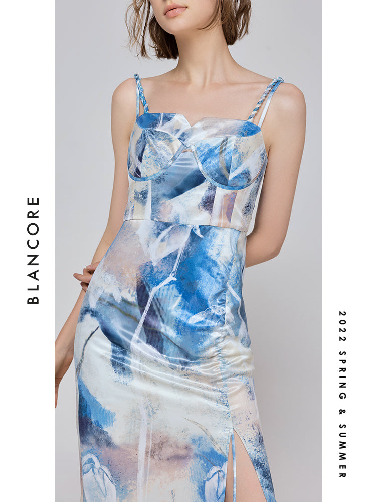 Floral Print Split Cami Dress