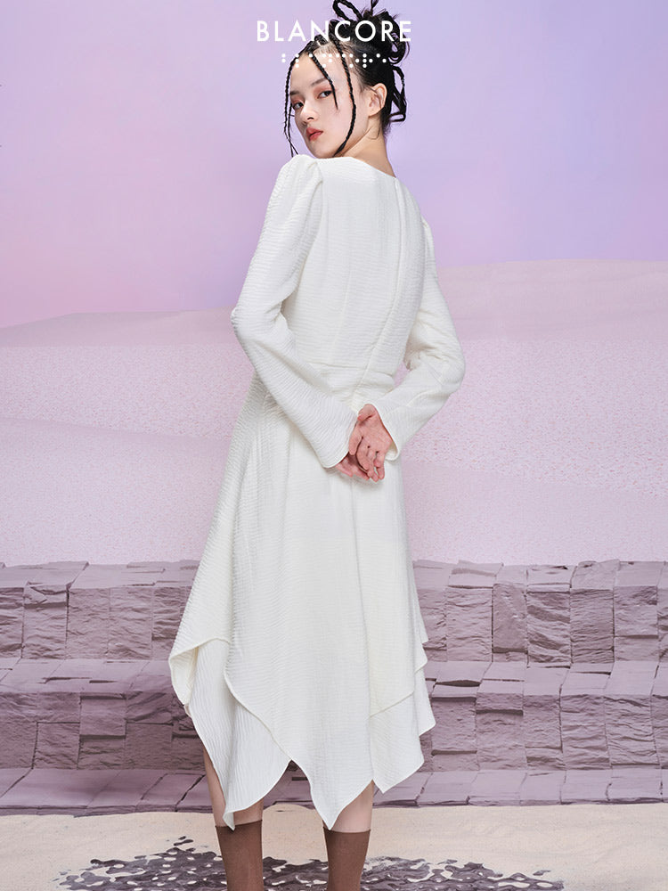 Asymmetrical Smocked Dress
