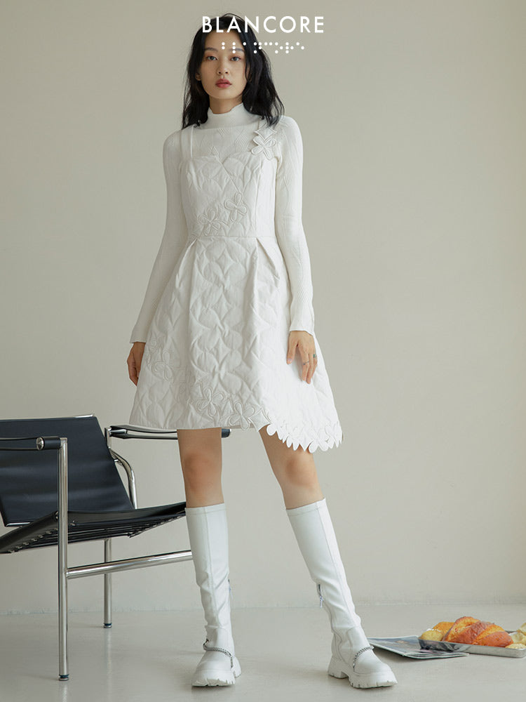 Flower Embroidered Down Dress