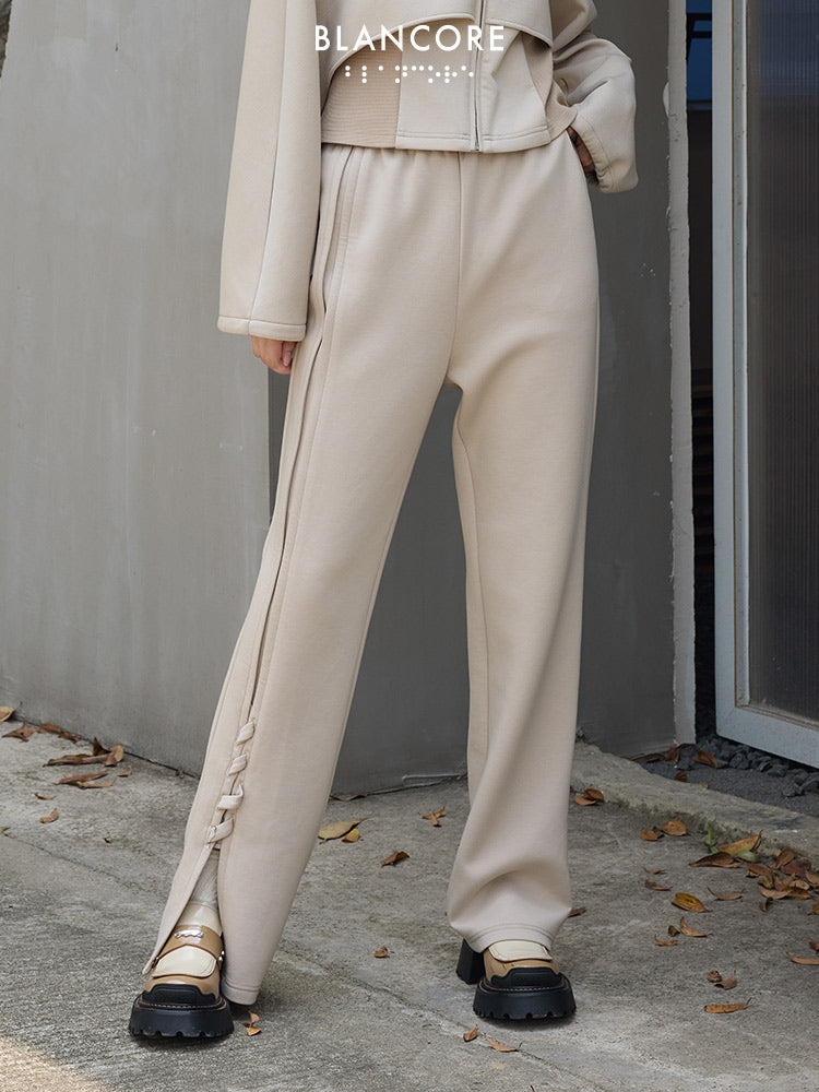 "Cord" Embellished Straight Pants