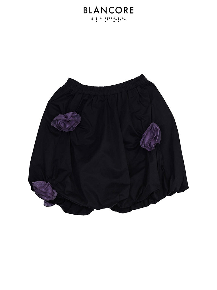 Midi skirt with 3D gauze Flower Detail
