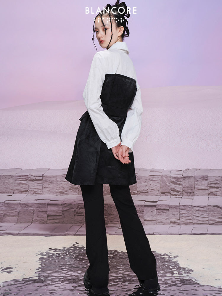 Fake Two-piece Color Block Dress