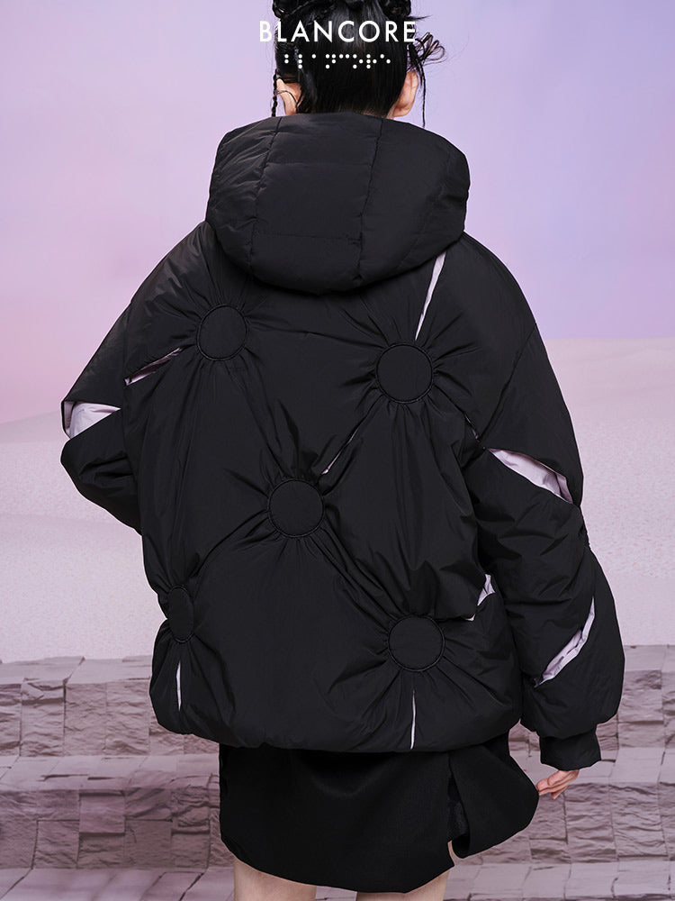 Color Block Hooded Down Jacket