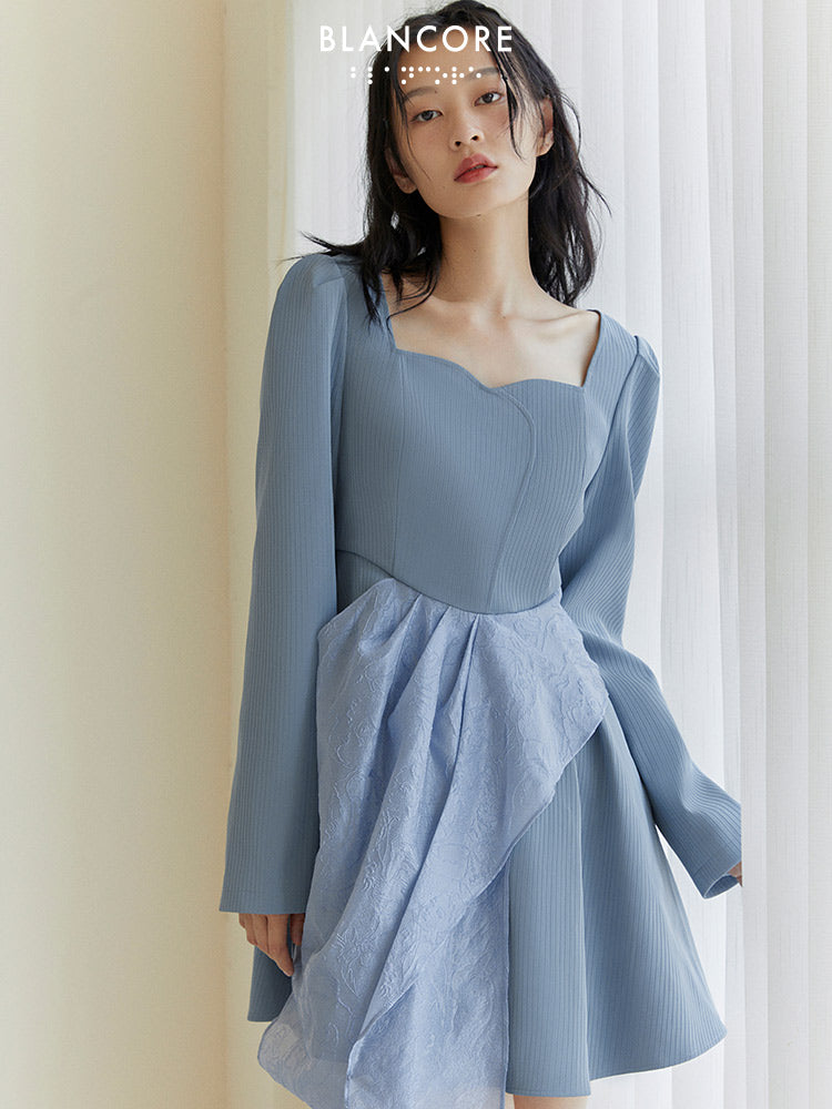 Mesh Paneled Leather Dress