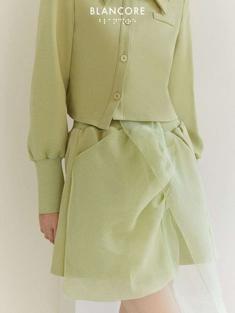 Asymmetrical Ruffled Pleated Skirt