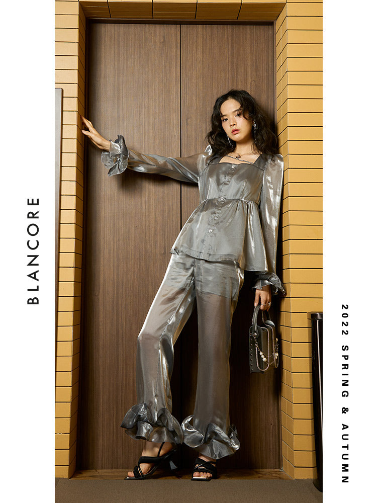 ASYMMETRICAL SHOULDER CUT-OUT peasant top