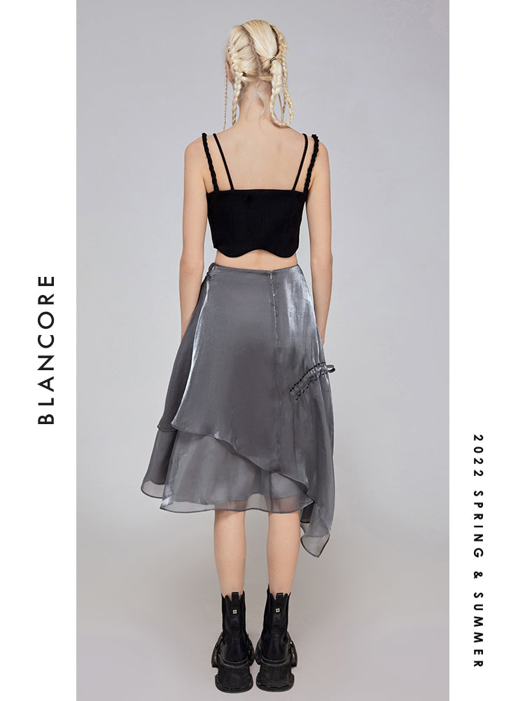 Deconstructed Ruched Mesh Skirt