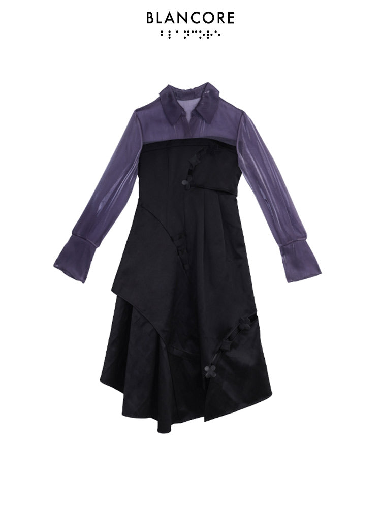 Mesh Paneled Color Block Dress