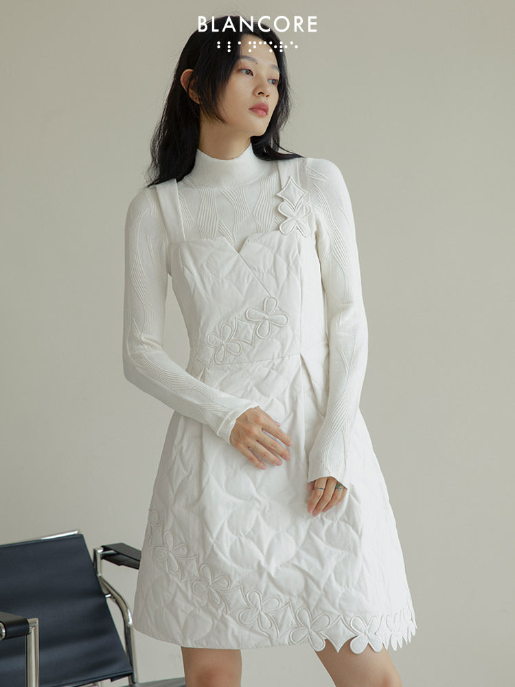 Flower Embroidered Down Dress