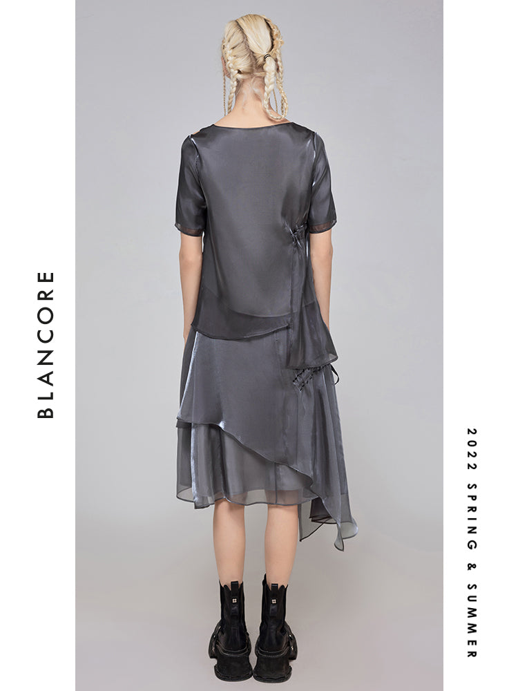 Asymmetrical Sparkle Ruched Top