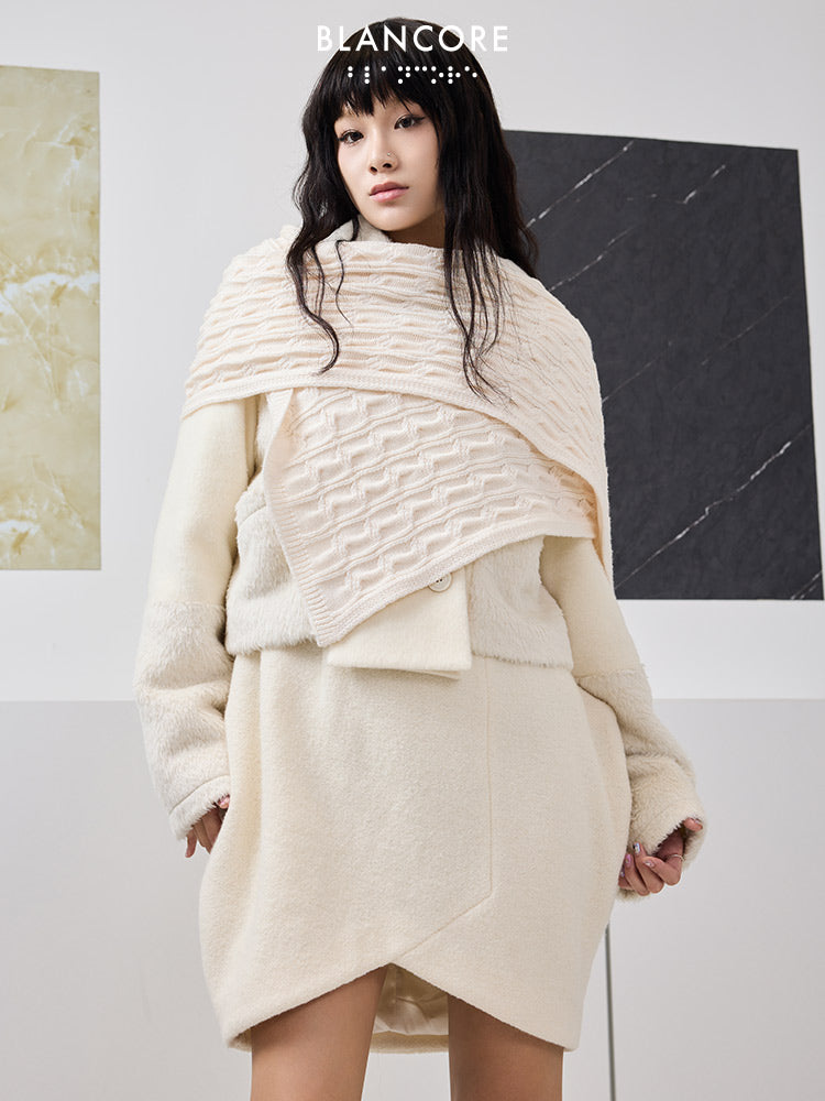 Wool Coat With Cozy Fleece Swarl (two-piece?)