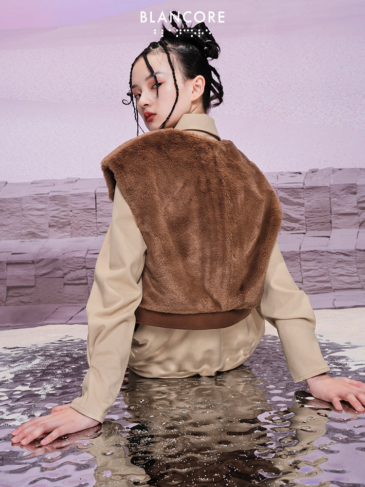 Asymmetrical Fur Panelled Vest