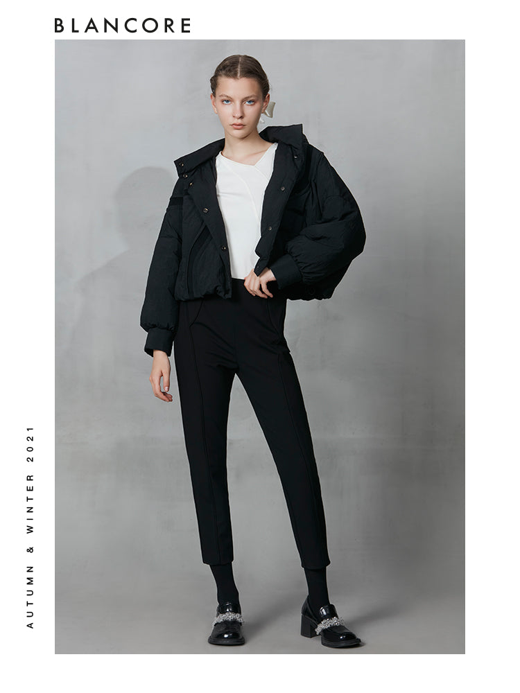 Classic Split Black Slim Straight Pants