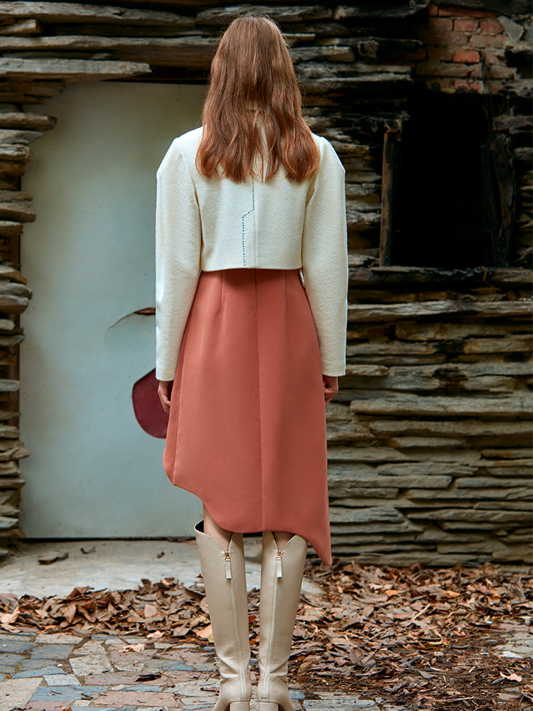 WOOL COAT WITH LAMB SLEEVE