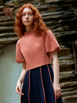 KNIT TOP WITH LANTERN SLEEVE
