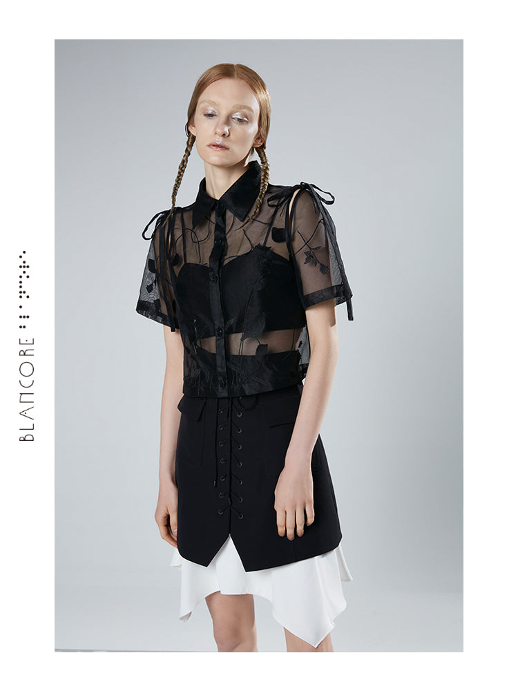 EMBROIDERY SEE-THROUGH TOP