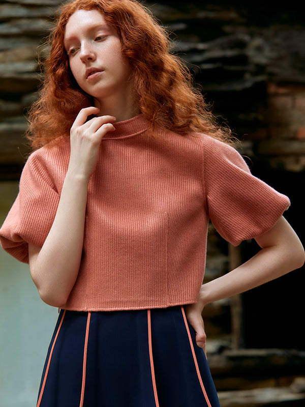 KNIT TOP WITH LANTERN SLEEVE