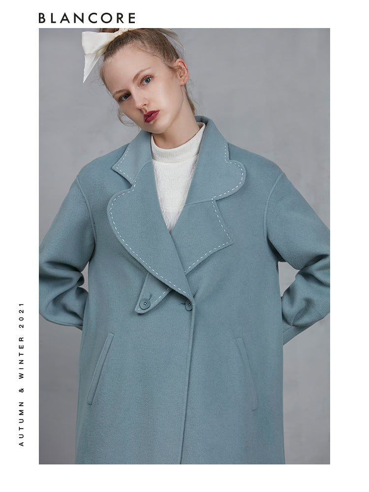 Wool Coat With Asymmetrical Collar