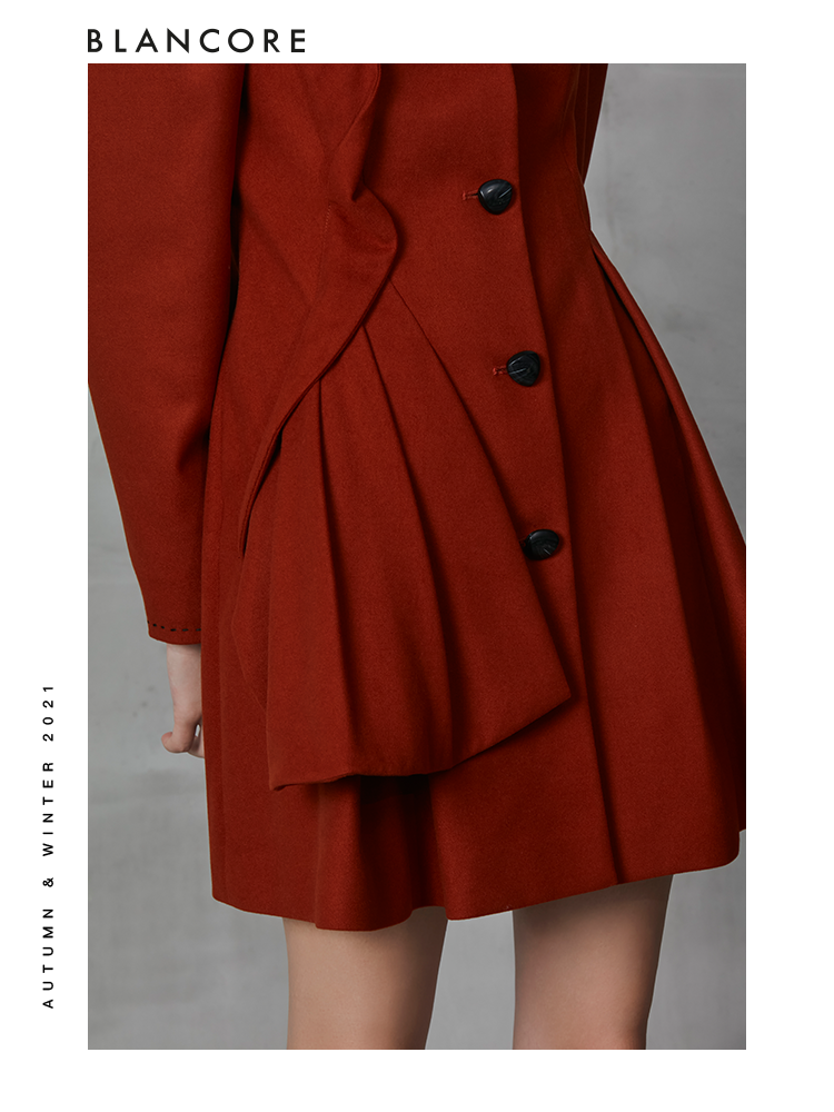 Slim Waist Trench Coat With Ruffle Trim Detail