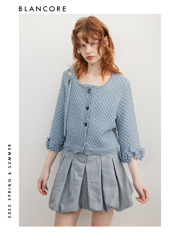 Two-Piece Square Neck Sweater With Cuff Detail
