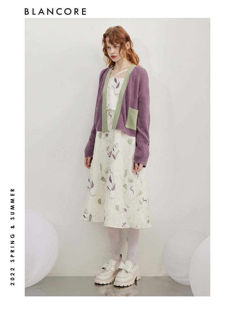 Color Block Wool And Camel Hair Blend Coat