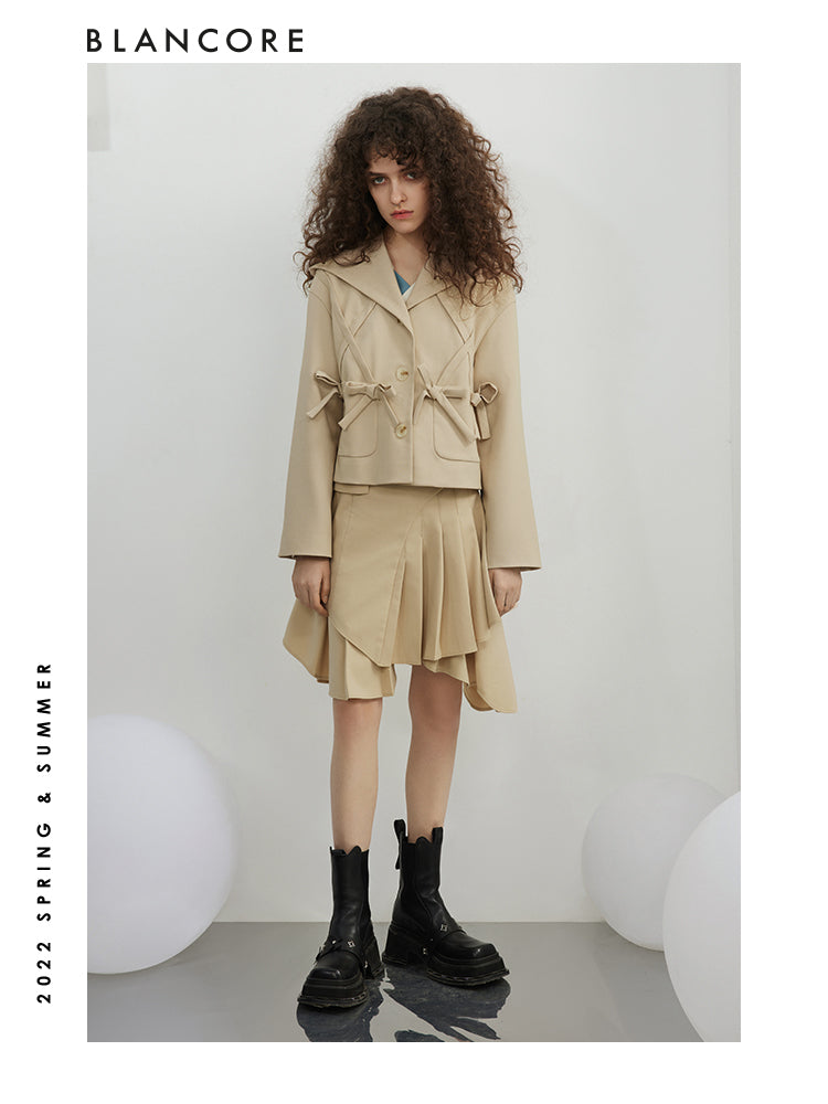 Hooded Jacket With Bow-Embellished Detail