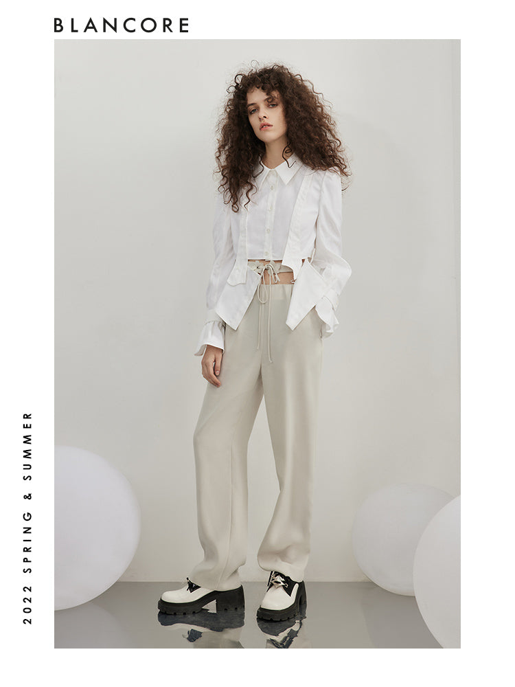 Straight Trousers With Waist Detail