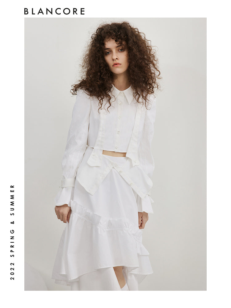 Detachable Cotton White Blouse