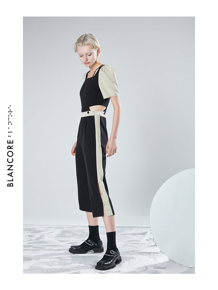 DETACHABLE COLOR BLOCK JUMPSUIT