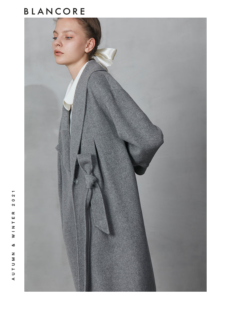 Cocoon Wool Coat With Asymmetrical Collar