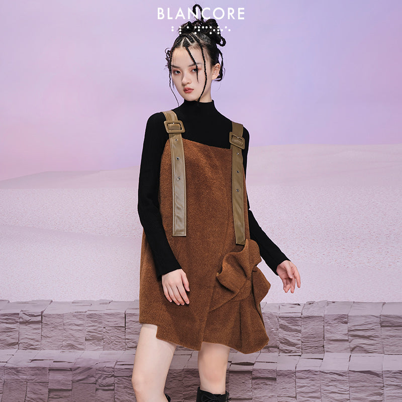 3D Fold Suspender Skirt