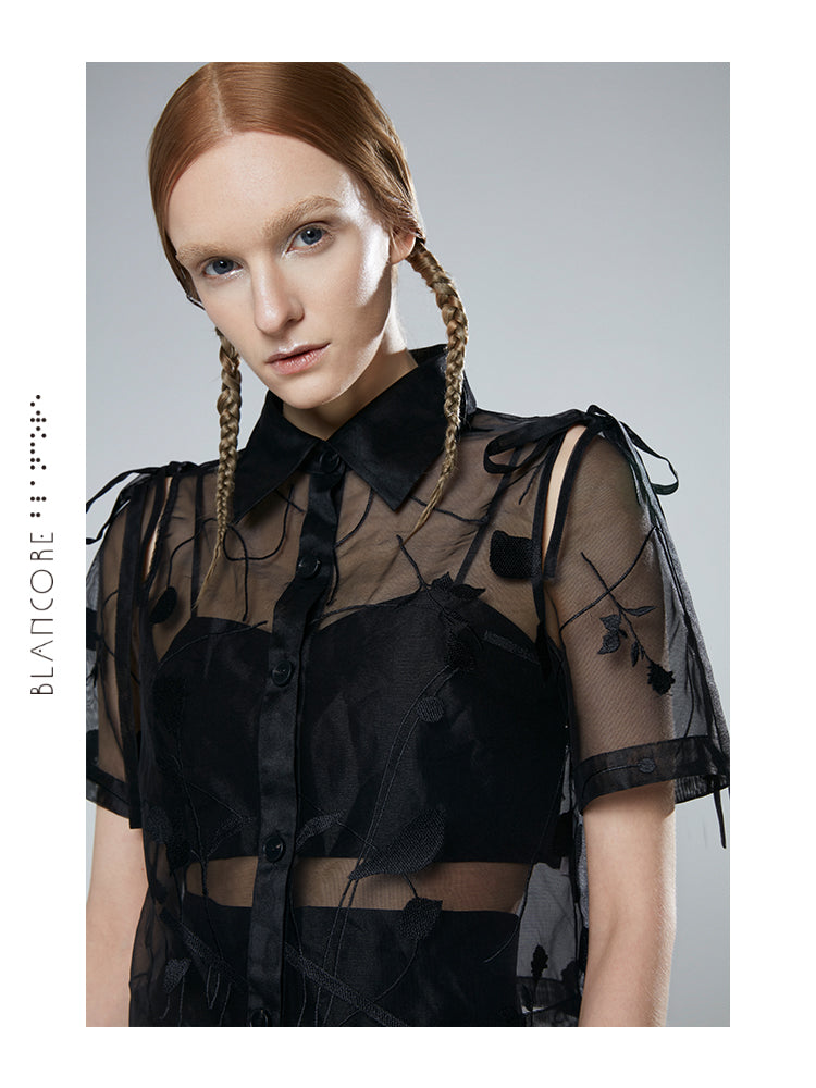 EMBROIDERY SEE-THROUGH TOP