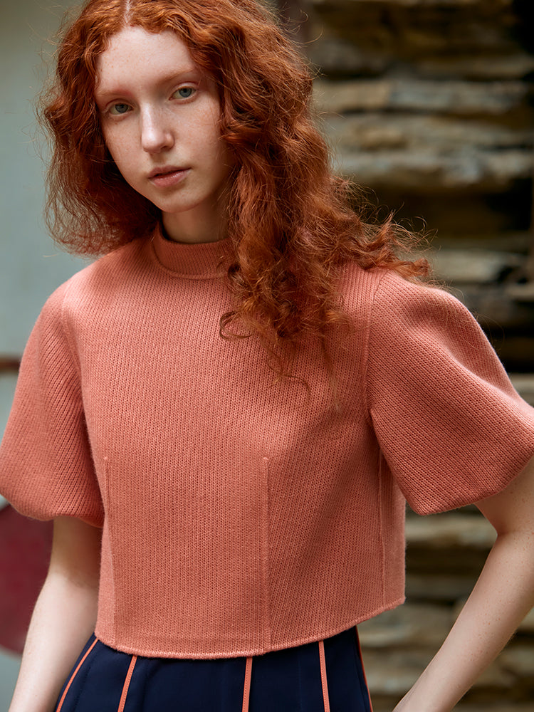 KNIT TOP WITH LANTERN SLEEVE