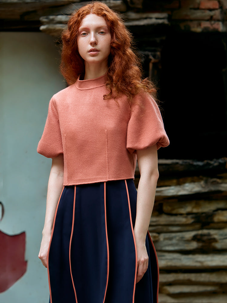 KNIT TOP WITH LANTERN SLEEVE