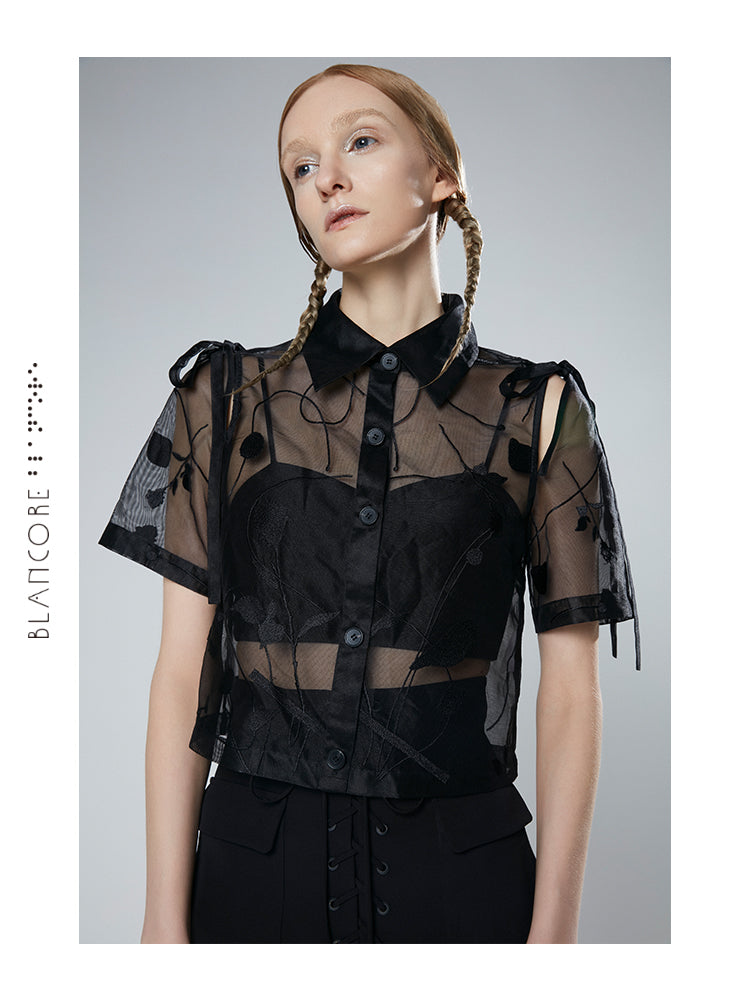 EMBROIDERY SEE-THROUGH TOP