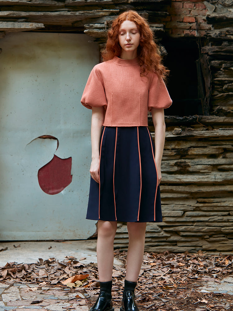 KNIT TOP WITH LANTERN SLEEVE