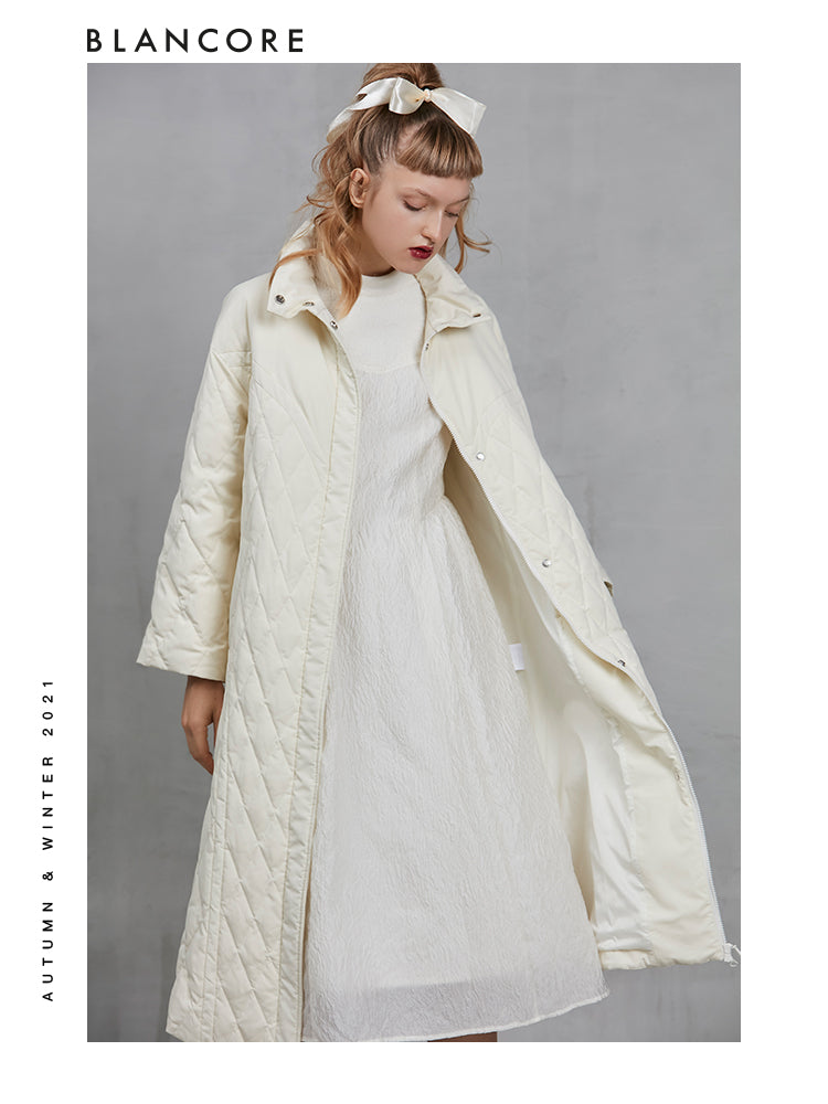 Asymmetrical Puffer Coat With Detachable Wool Vest