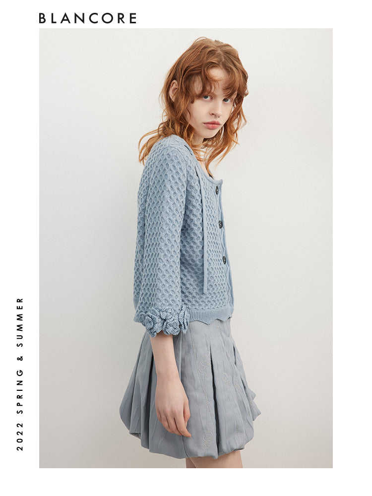 Two-Piece Square Neck Sweater With Cuff Detail