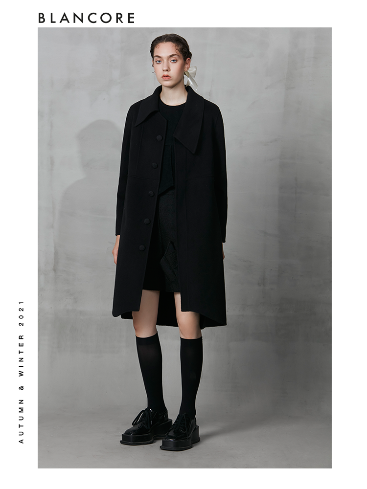 Deconstructed Wool Coat With Detachable Ruffle Vest